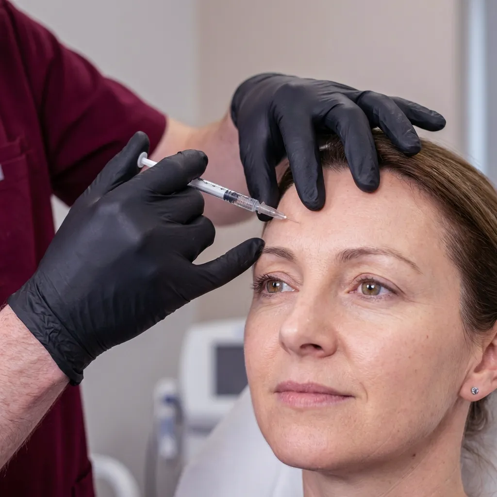 A female client being injected with botox